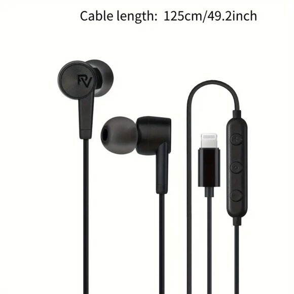 PaloVue Black MFi Certified In-Ear Lightning Earphones For iPhone - Picture 3 of 14